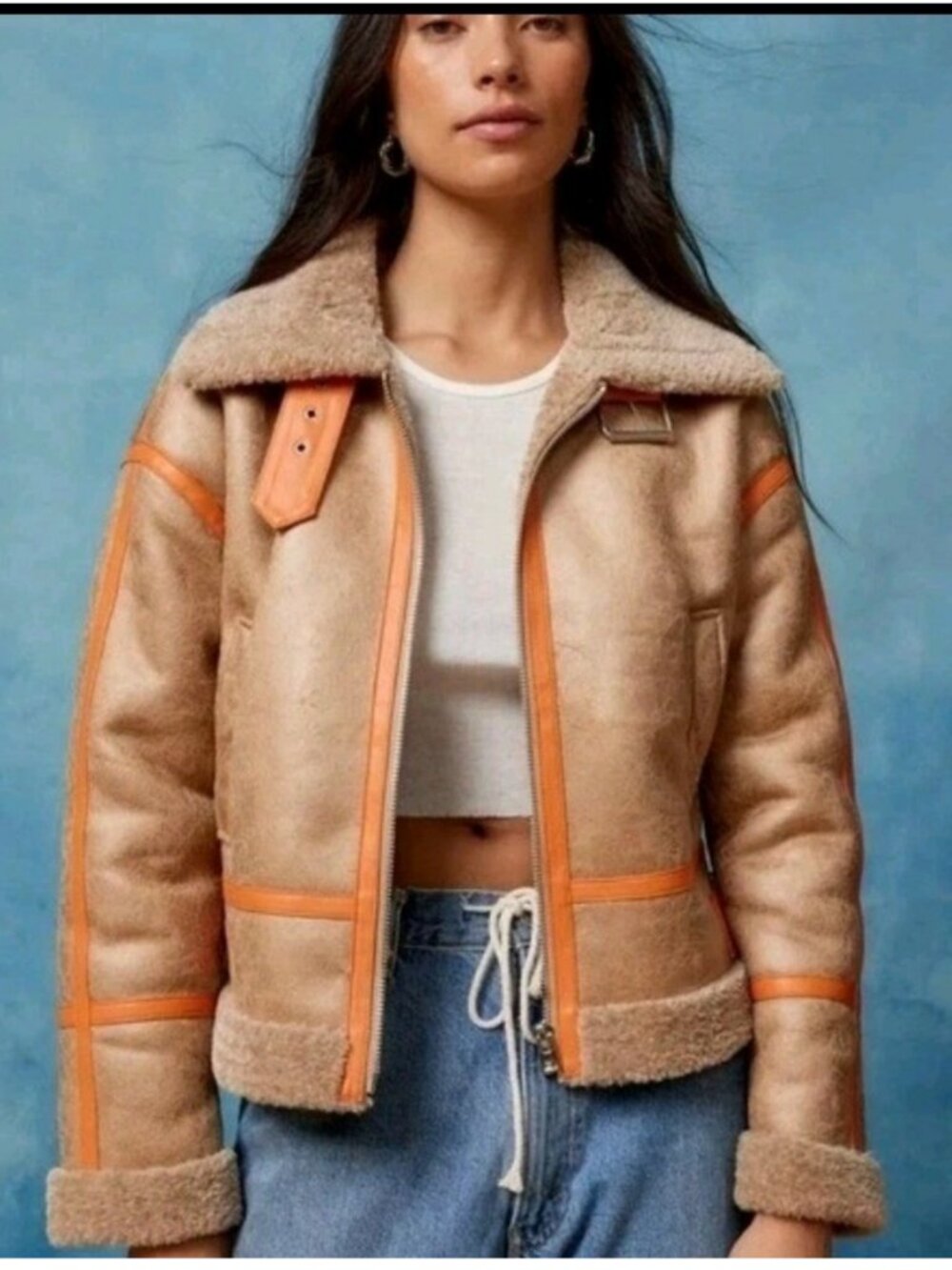 Urban Outfitters BDG SZ S Tan Aviator Jacket Street Style Gorpcore Retro Moto